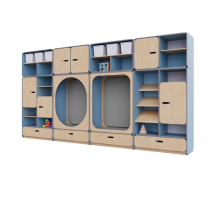 Детская стенка с местом для хранения и зонами отдыха из коллекции «НЕГА» (цвет голубой) - «globural.ru» - Кузнецк