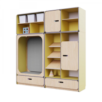 Детская стенка с местом для хранения и прямоугольной зоной отдыха из коллекции «НЕГА» (цвет желтый) - «globural.ru» - Кузнецк